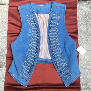 FREE PEOPLE Blue Denim VEST Top Small